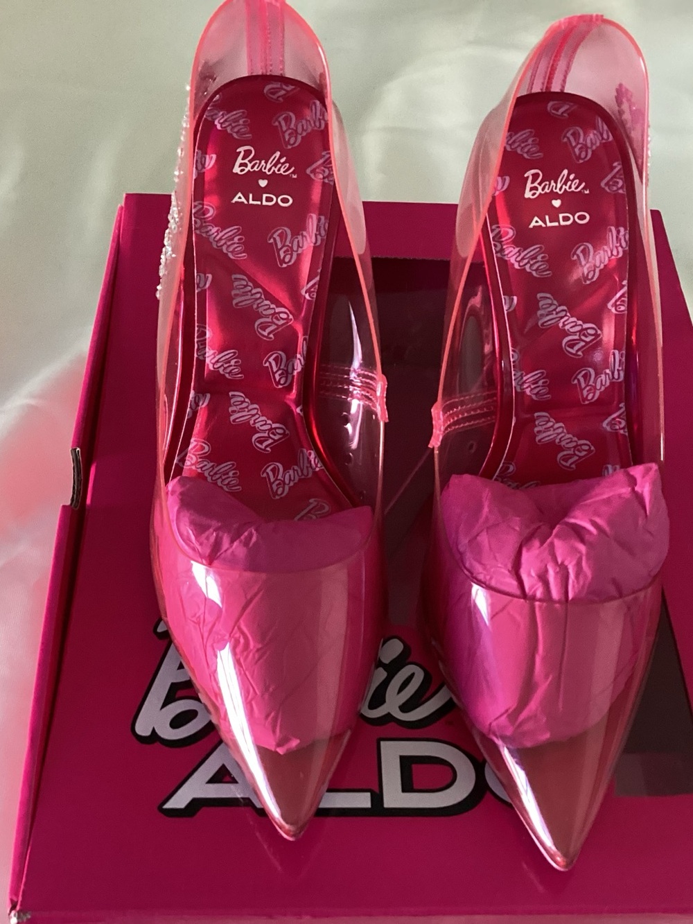 Aldo x Barbie Hot Pink Clear Pointed-Toe Pumps
